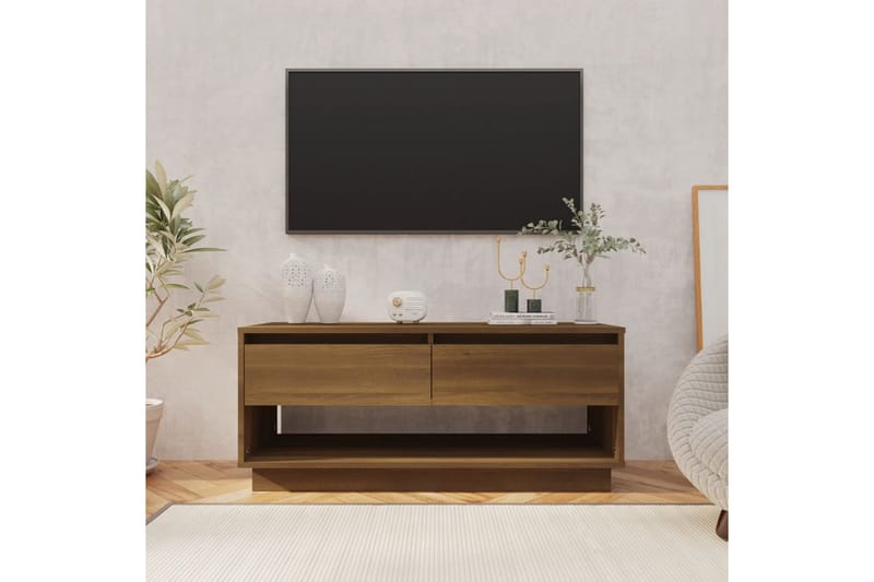 TV-bänk brun ek 102x41x44 cm spånskiva - Brun - Möbler - Tv möbel & mediamöbel - TV bänk & mediabänk