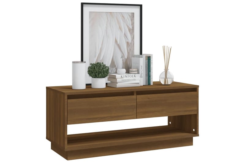 TV-bänk brun ek 102x41x44 cm spånskiva - Brun - Möbler - Tv möbel & mediamöbel - TV bänk & mediabänk