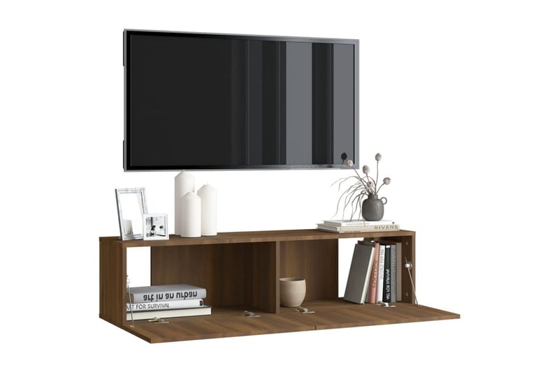 TV-bänk för vägg brun ek 120x30x30 cm konstruerat trä - Brun - Möbler - Tv möbel & mediamöbel - TV bänk & mediabänk