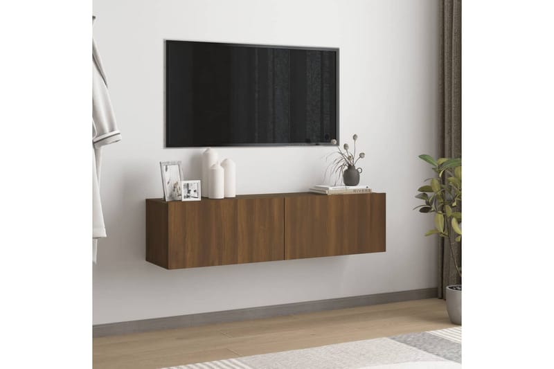 TV-bänk för vägg brun ek 120x30x30 cm konstruerat trä - Brun - Möbler - Tv möbel & mediamöbel - TV bänk & mediabänk