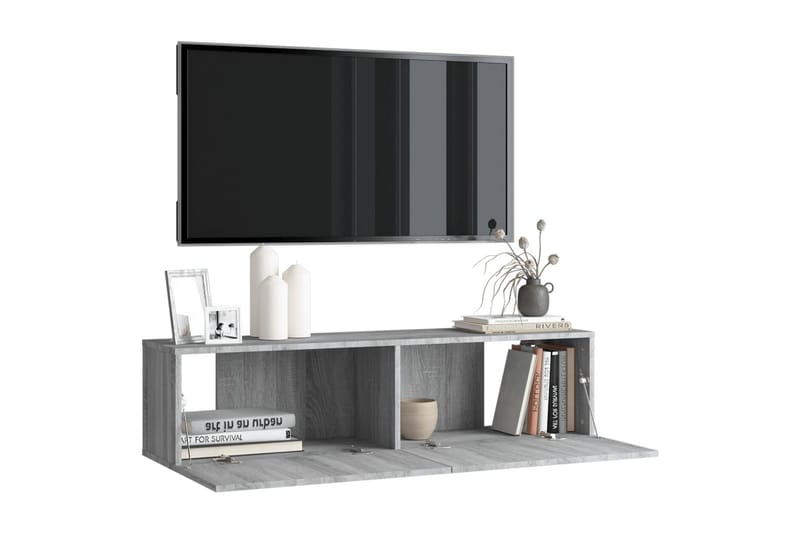 TV-bänk för vägg grå sonoma 120x30x30 cm konstruerat trä - Grå - Möbler - Tv möbel & mediamöbel - TV bänk & mediabänk