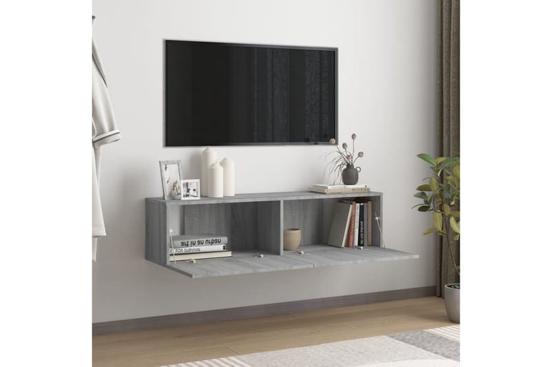 TV-bänk för vägg grå sonoma 120x30x30 cm konstruerat trä - Grå - Möbler - Tv möbel & mediamöbel - TV bänk & mediabänk