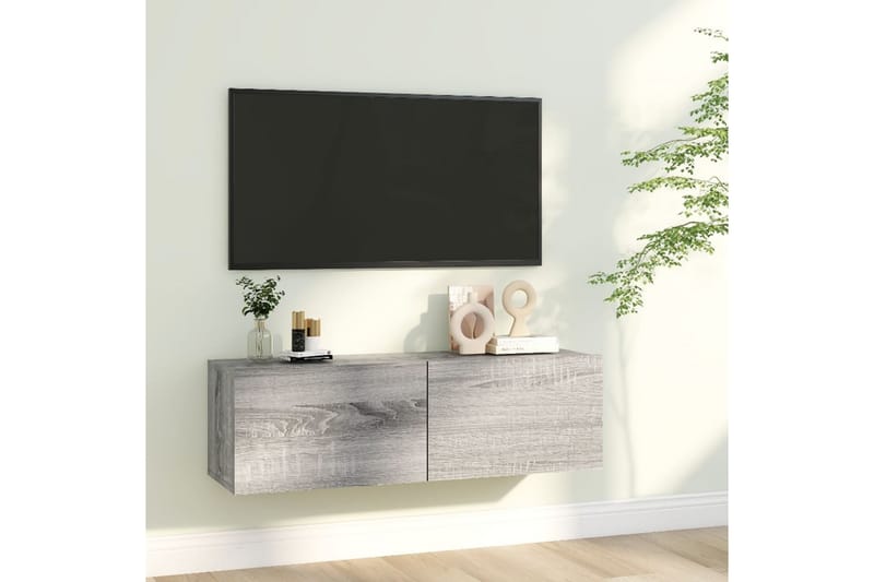Tv-bänk för vägg grå sonoma-ek 100x30x30 cm konstruerat trä - Grå - Möbler - Tv möbel & mediamöbel - TV bänk & mediabänk