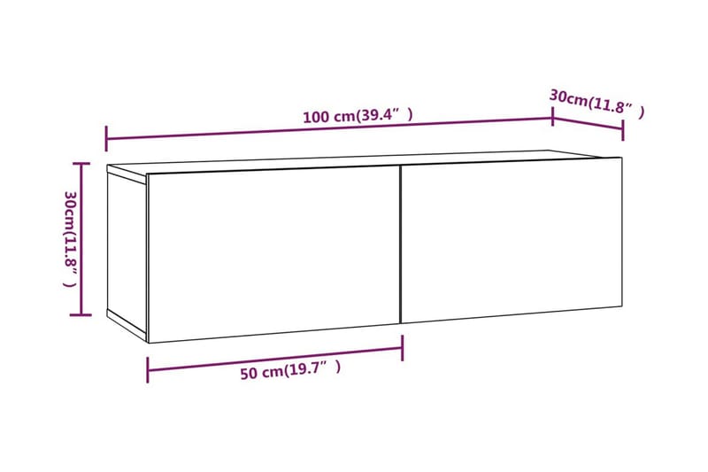 Tv-bänk för vägg grå sonoma-ek 100x30x30 cm konstruerat trä - Grå - Möbler - Tv möbel & mediamöbel - TV bänk & mediabänk