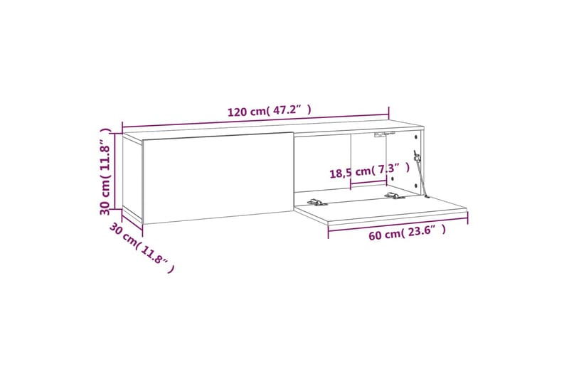 Tv-bänk för vägg rökfärgad ek 120x30x30 cm konstruerat trä - Brun - Möbler - Tv möbel & mediamöbel - TV bänk & mediabänk