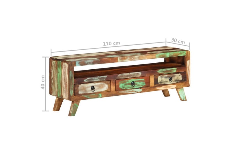 TV-bänk flerfärgad 110x30x40 cm massivt återvunnet trä - Flerfärgad - Möbler - Tv möbel & mediamöbel - TV bänk & mediabänk