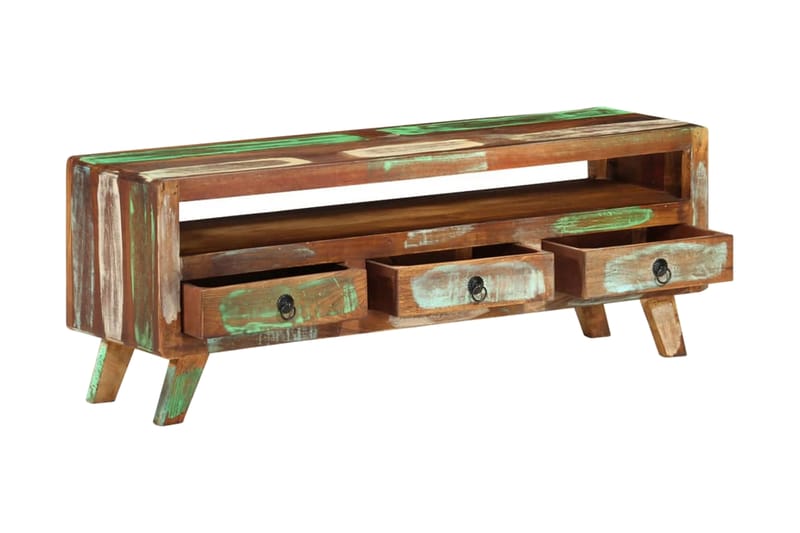 TV-bänk flerfärgad 110x30x40 cm massivt återvunnet trä - Flerfärgad - Möbler - Tv möbel & mediamöbel - TV bänk & mediabänk
