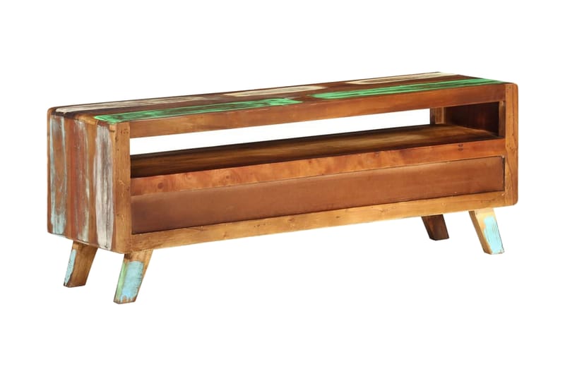 TV-bänk flerfärgad 110x30x40 cm massivt återvunnet trä - Flerfärgad - Möbler - Tv möbel & mediamöbel - TV bänk & mediabänk