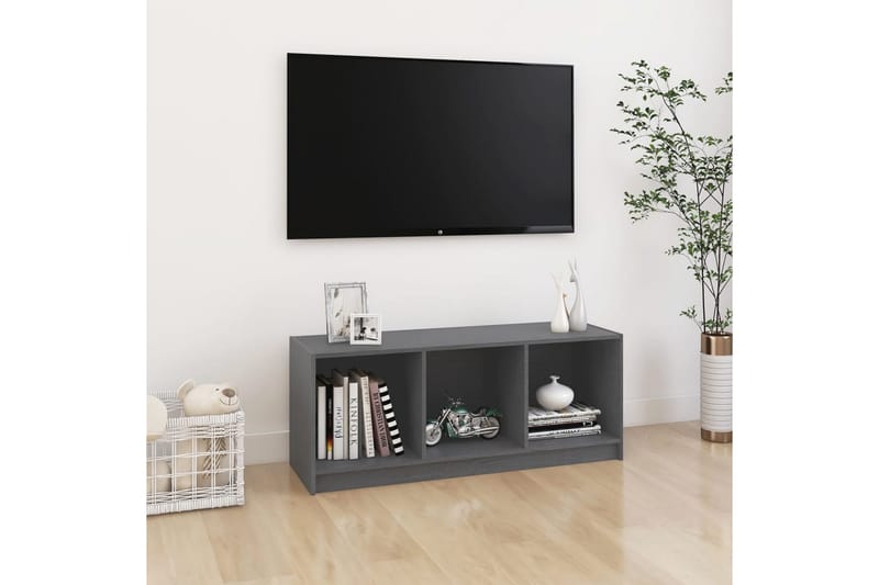 TV-bänk grå 104x33x41 cm massiv furu - Grå - Möbler - Tv möbel & mediamöbel - TV bänk & mediabänk