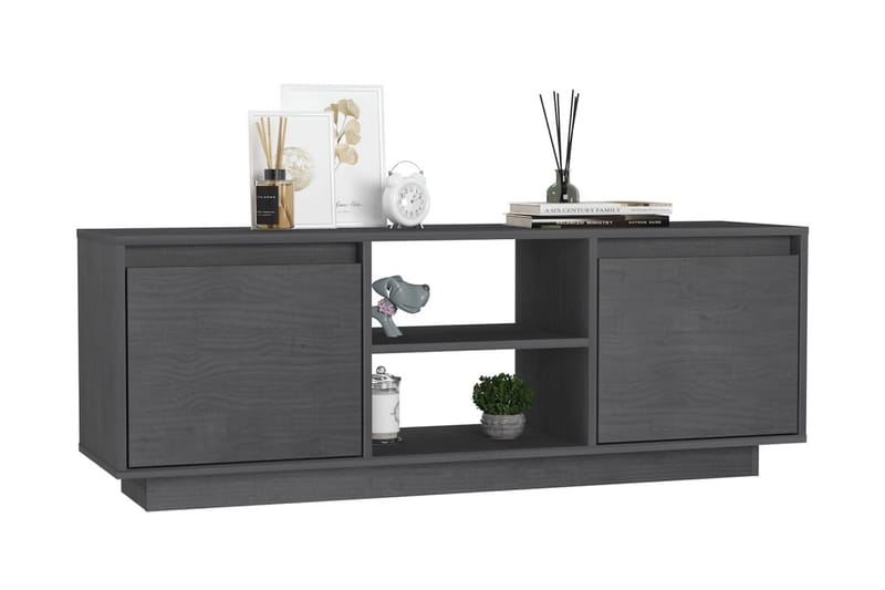 TV-bänk grå 110x30x40 cm massiv furu - Grå - Möbler - Tv möbel & mediamöbel - TV bänk & mediabänk
