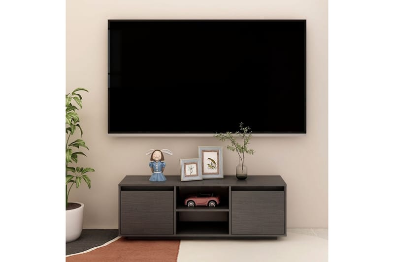 TV-bänk grå 110x30x40 cm massiv furu - Grå - Möbler - Tv möbel & mediamöbel - TV bänk & mediabänk