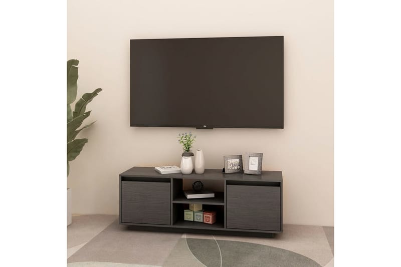 TV-bänk grå 110x30x40 cm massiv furu - Grå - Möbler - Tv möbel & mediamöbel - TV bänk & mediabänk