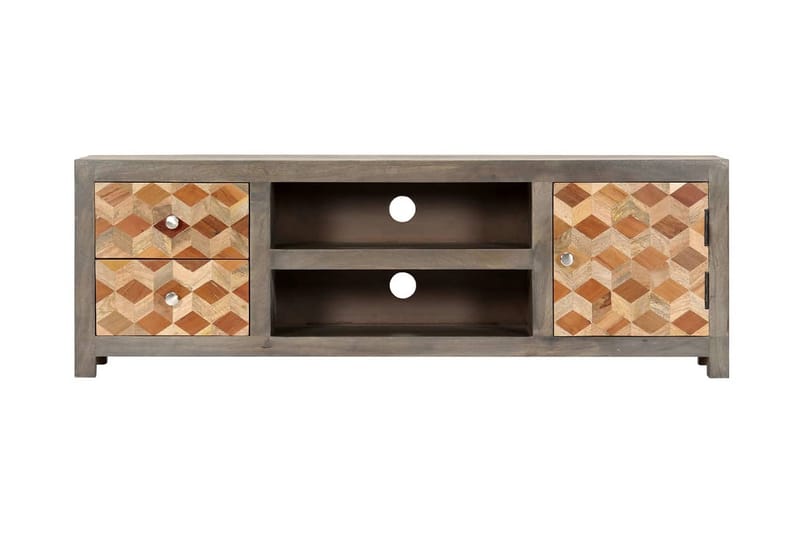 TV-bänk grå 120x30x40 cm massivt mangoträ - Grå - Möbler - Tv möbel & mediamöbel - TV bänk & mediabänk