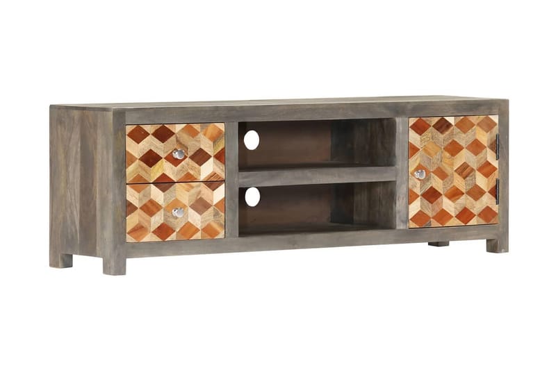 TV-bänk grå 120x30x40 cm massivt mangoträ - Grå - Möbler - Tv möbel & mediamöbel - TV bänk & mediabänk