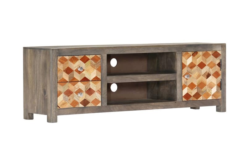 TV-bänk grå 120x30x40 cm massivt mangoträ - Grå - Möbler - Tv möbel & mediamöbel - TV bänk & mediabänk