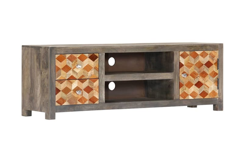 TV-bänk grå 120x30x40 cm massivt mangoträ - Grå - Möbler - Tv möbel & mediamöbel - TV bänk & mediabänk