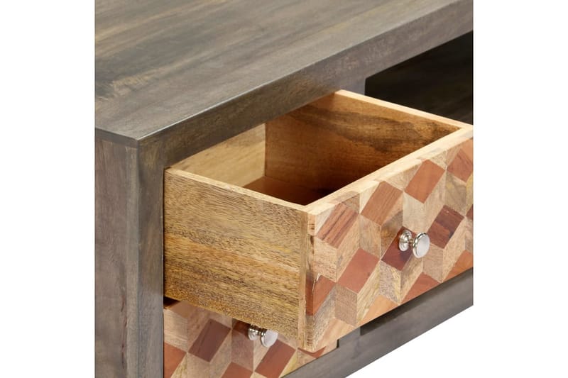 TV-bänk grå 120x30x40 cm massivt mangoträ - Grå - Möbler - Tv möbel & mediamöbel - TV bänk & mediabänk