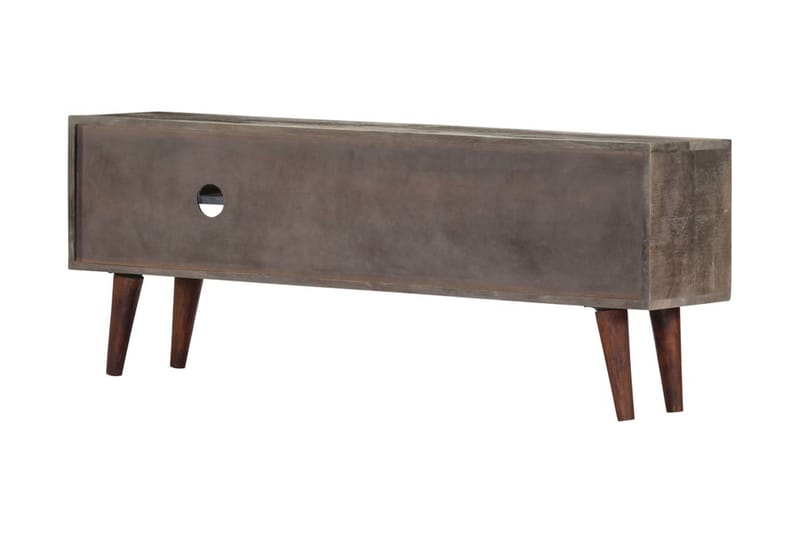 TV-bänk grå 130x30x46 cm massivt grovt mangoträ - Grå - Möbler - Tv möbel & mediamöbel - TV bänk & mediabänk