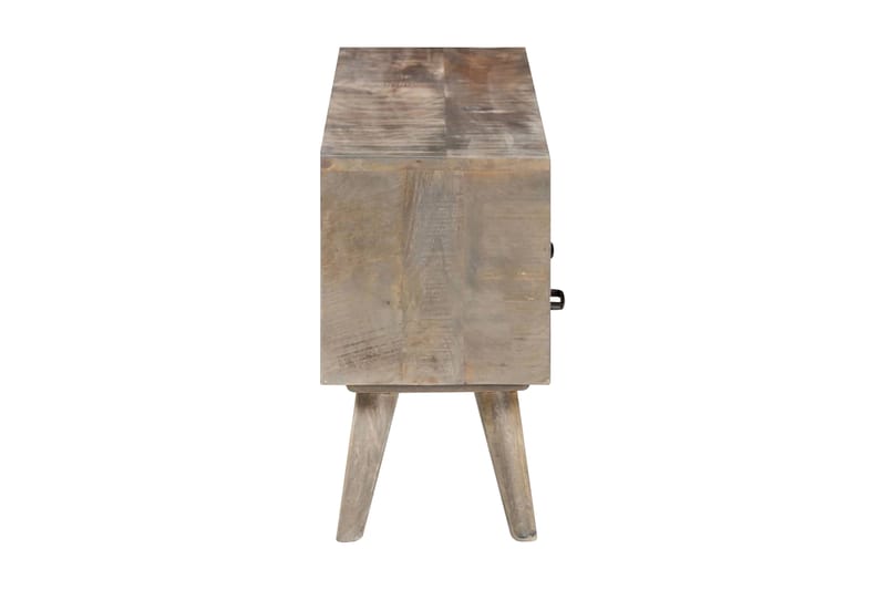 TV-bänk grå 130x35x51 cm massivt grovt mangoträ - Grå - Möbler - Tv möbel & mediamöbel - TV bänk & mediabänk