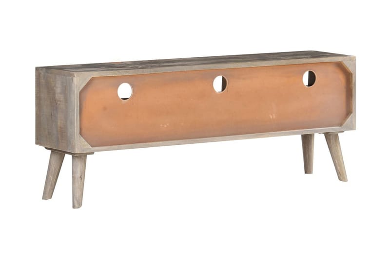 TV-bänk grå 130x35x51 cm massivt grovt mangoträ - Grå - Möbler - Tv möbel & mediamöbel - TV bänk & mediabänk