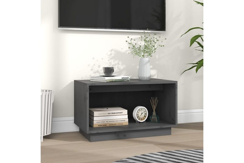 Tv-bänk grå 60x35x35 cm massiv furu - Grå - Möbler - Tv möbel & mediamöbel - TV bänk & mediabänk