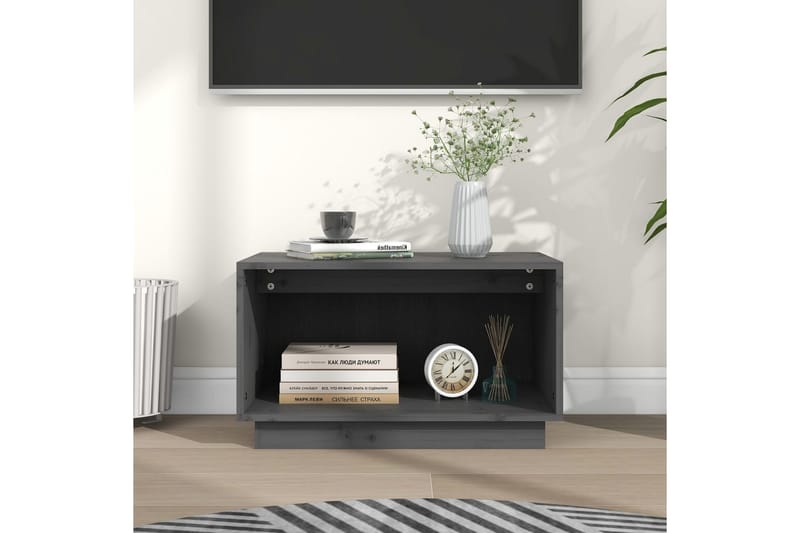 Tv-bänk grå 60x35x35 cm massiv furu - Grå - Möbler - Tv möbel & mediamöbel - TV bänk & mediabänk
