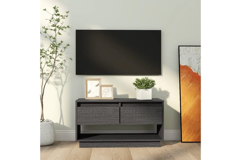 Tv-bänk grå 74x34x40 cm massiv furu - Grå - Möbler - Tv möbel & mediamöbel - TV bänk & mediabänk