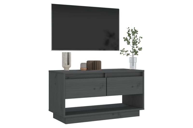 Tv-bänk grå 74x34x40 cm massiv furu - Grå - Möbler - Tv möbel & mediamöbel - TV bänk & mediabänk