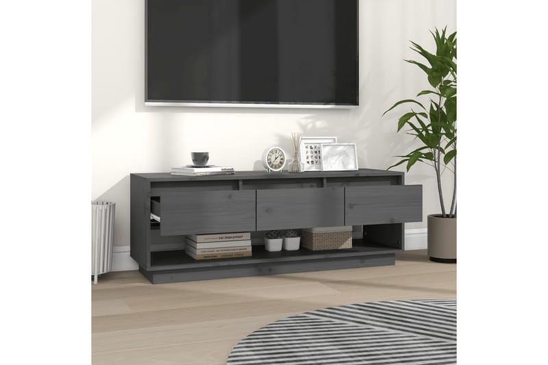 Tv-bänk grå 74x34x40 cm massiv furu - Grå - Möbler - Tv möbel & mediamöbel - TV bänk & mediabänk