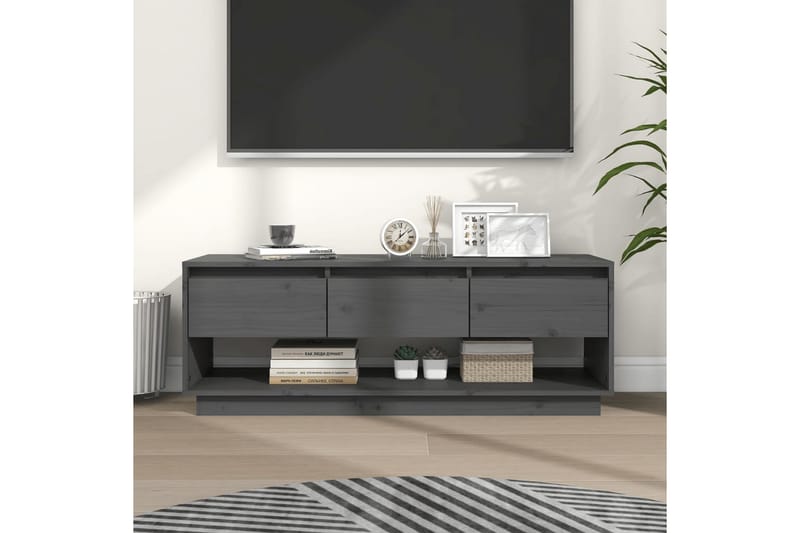 Tv-bänk grå 74x34x40 cm massiv furu - Grå - TV bänk & mediabänk