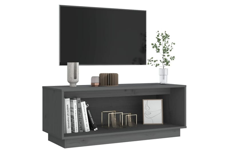 Tv-bänk grå 90x35x35 cm massiv furu - Grå - Möbler - Tv möbel & mediamöbel - TV bänk & mediabänk