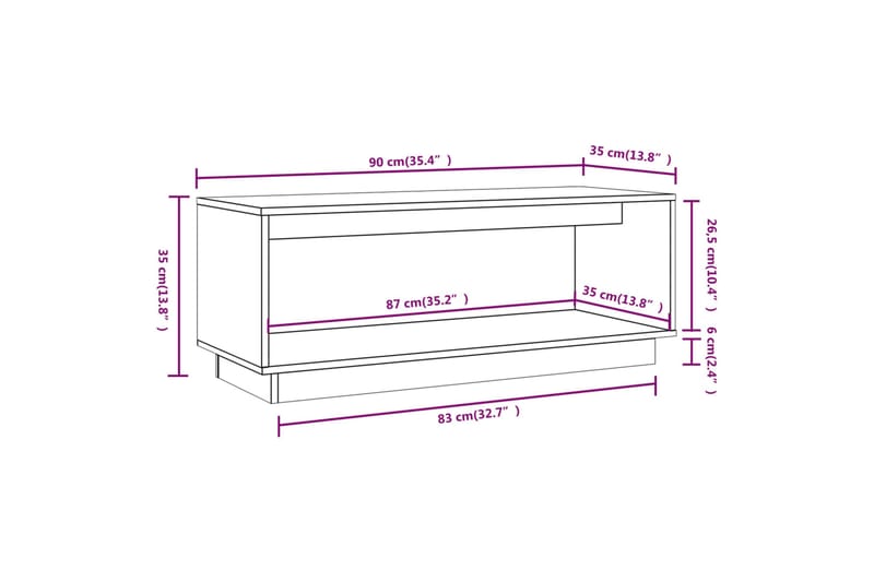 Tv-bänk grå 90x35x35 cm massiv furu - Grå - Möbler - Tv möbel & mediamöbel - TV bänk & mediabänk