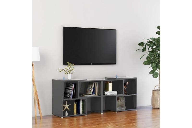 TV-bänk grå högglans 104x30x52 cm spånskiva - Grå - TV bänk & mediabänk