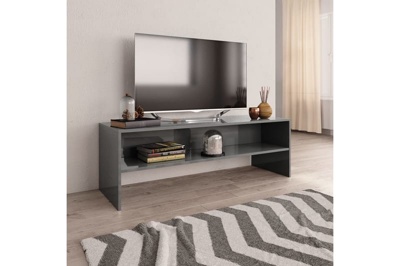 TV-bänk grå högglans 120x40x40 cm spånskiva - Grå - Möbler - Tv möbel & mediamöbel - TV bänk & mediabänk
