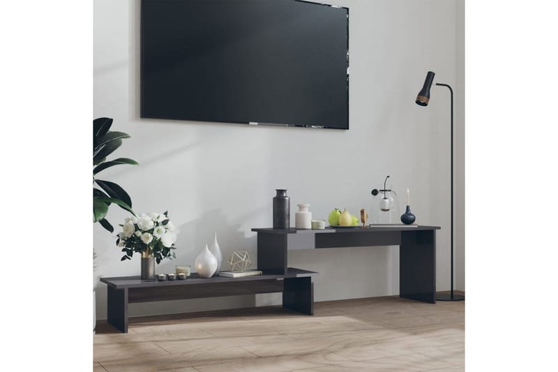TV-bänk grå högglans 180x30x43 cm spånskiva - Grå - Möbler - Tv möbel & mediamöbel - TV bänk & mediabänk