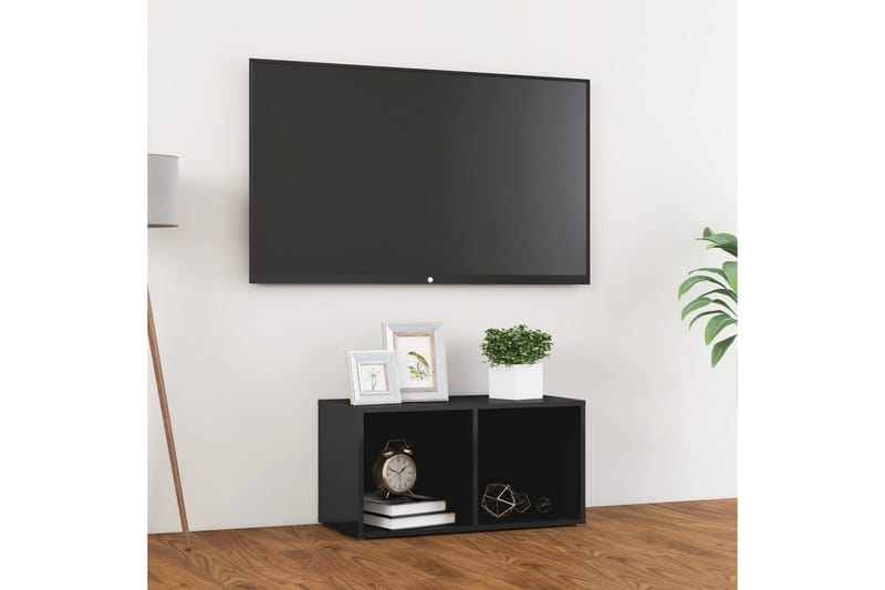 TV-bänk grå högglans 72x35x36,5 cm spånskiva - Grå - Möbler - Tv möbel & mediamöbel - TV bänk & mediabänk
