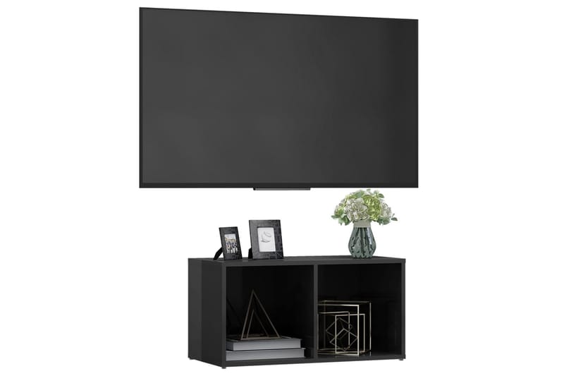 TV-bänk grå högglans 72x35x36,5 cm spånskiva - Grå - Möbler - Tv möbel & mediamöbel - TV bänk & mediabänk