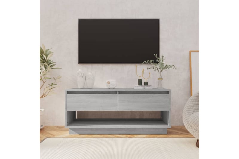 TV-bänk grå sonoma-ek 102x41x44 cm spånskiva - Grå - Möbler - Tv möbel & mediamöbel - TV bänk & mediabänk