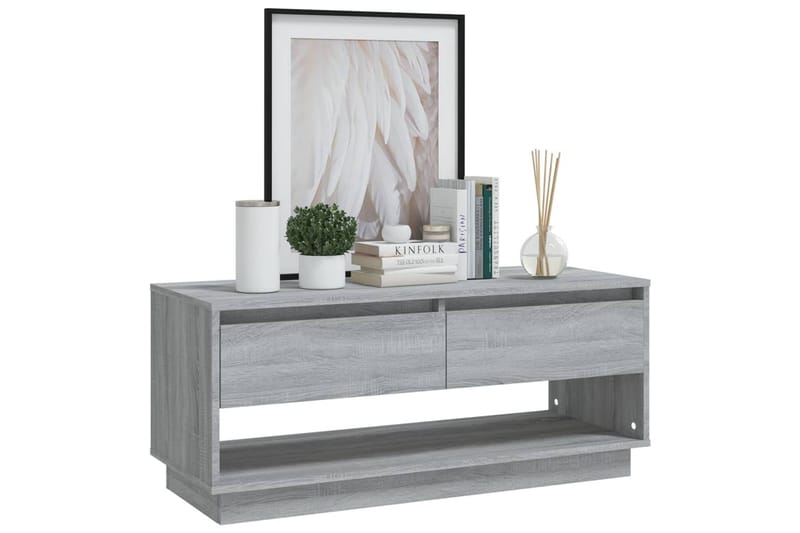TV-bänk grå sonoma-ek 102x41x44 cm spånskiva - Grå - Möbler - Tv möbel & mediamöbel - TV bänk & mediabänk