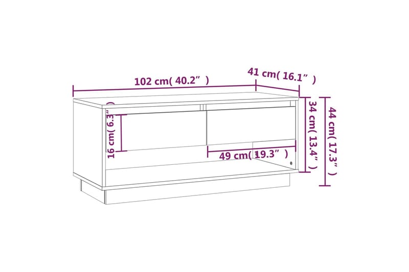 TV-bänk grå sonoma-ek 102x41x44 cm spånskiva - Grå - Möbler - Tv möbel & mediamöbel - TV bänk & mediabänk
