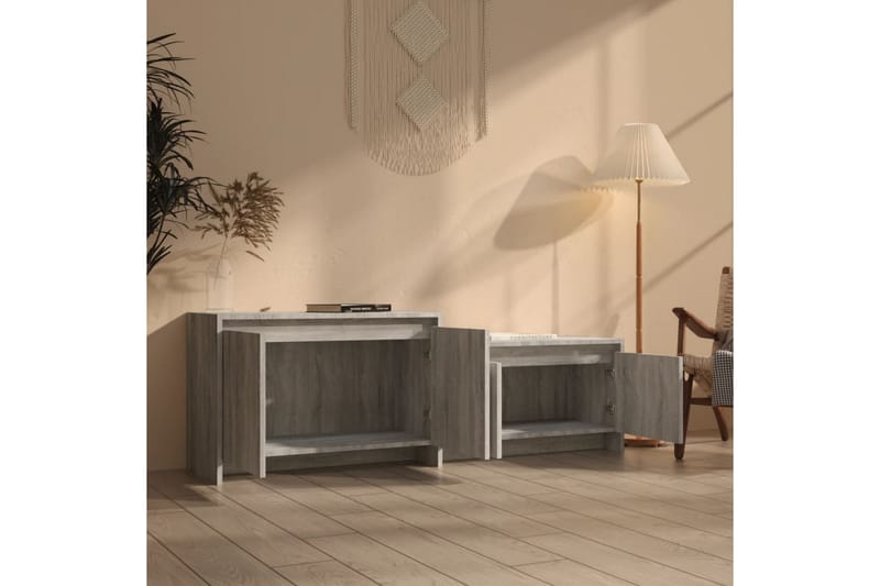 TV-bänk grå sonoma-ek 146,5x35x50 cm spånskiva - Grå - Möbler - Tv möbel & mediamöbel - TV bänk & mediabänk