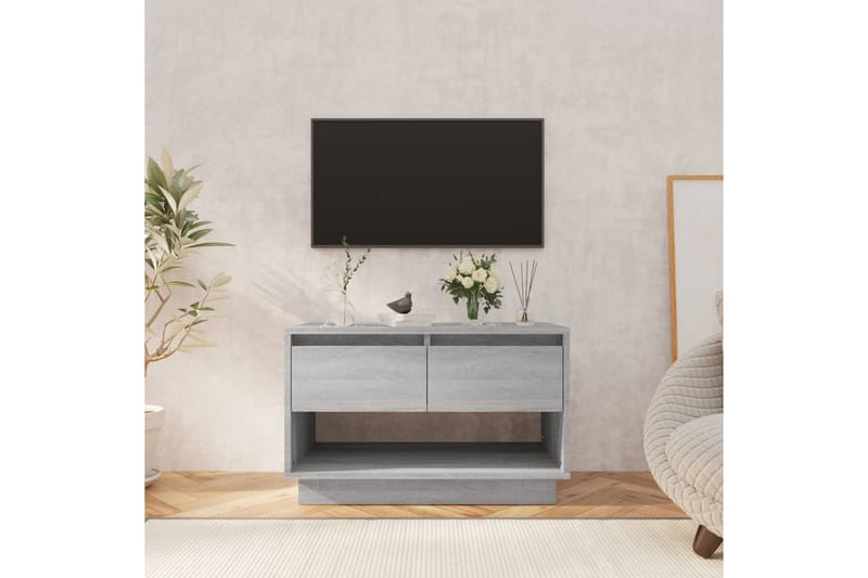 TV-bänk grå sonoma-ek 70x41x44 cm spånskiva - Grå - Möbler - Tv möbel & mediamöbel - TV bänk & mediabänk