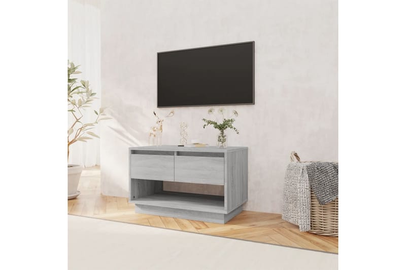 TV-bänk grå sonoma-ek 70x41x44 cm spånskiva - Grå - Möbler - Tv möbel & mediamöbel - TV bänk & mediabänk
