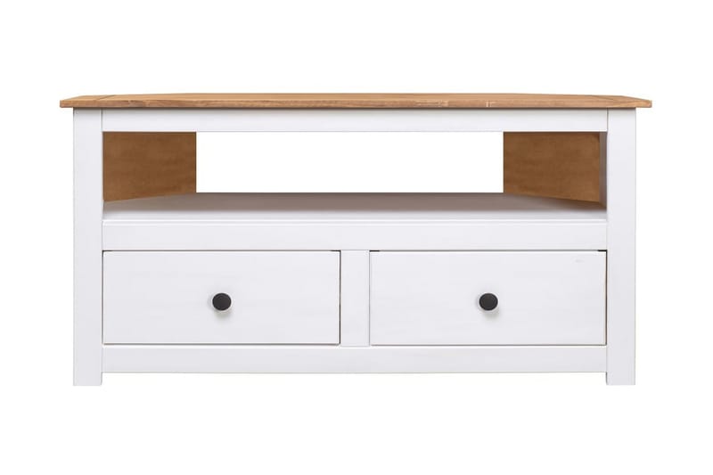 TV-bänk hörn vit 93x49x49 cm massiv furu panama - Vit - Möbler - Tv möbel & mediamöbel - TV bänk & mediabänk