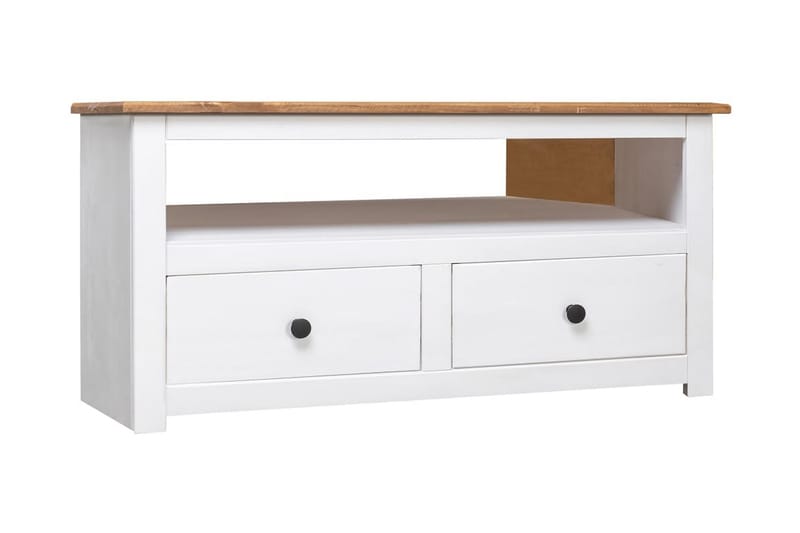 TV-bänk hörn vit 93x49x49 cm massiv furu panama - Vit - Möbler - Tv möbel & mediamöbel - TV bänk & mediabänk