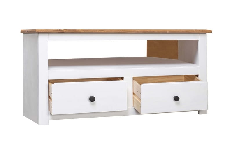 TV-bänk hörn vit 93x49x49 cm massiv furu panama - Vit - Möbler - Tv möbel & mediamöbel - TV bänk & mediabänk
