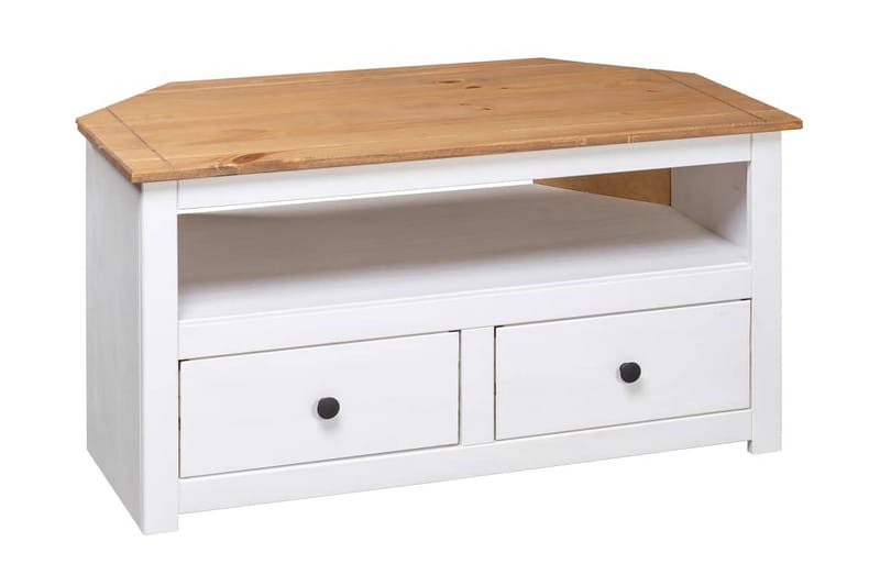 TV-bänk hörn vit 93x49x49 cm massiv furu panama - Vit - Möbler - Tv möbel & mediamöbel - TV bänk & mediabänk