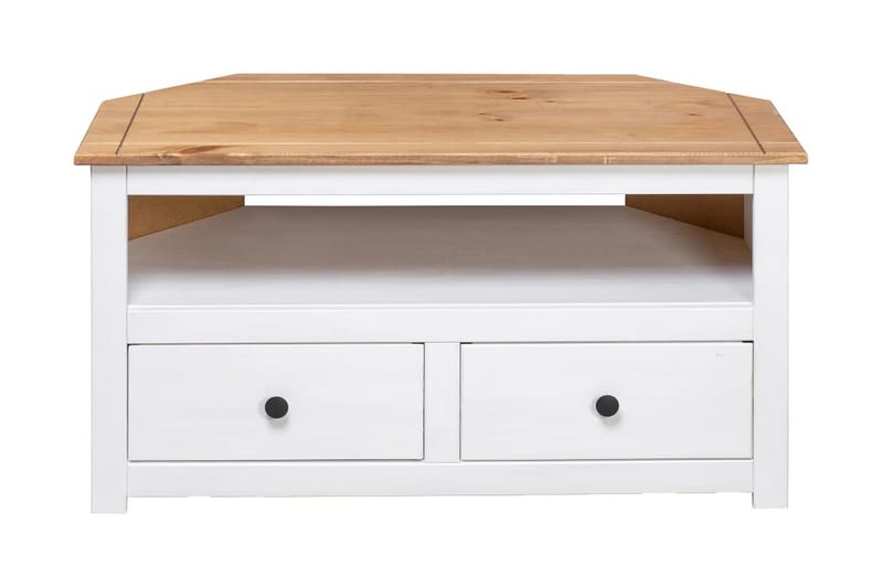 TV-bänk hörn vit 93x49x49 cm massiv furu panama - Vit - Möbler - Tv möbel & mediamöbel - TV bänk & mediabänk