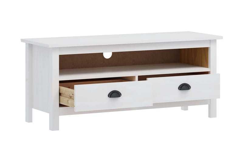 TV-bänk Hill Range vit 110x40x47 cm massiv furu - Vit - Möbler - Tv möbel & mediamöbel - TV bänk & mediabänk