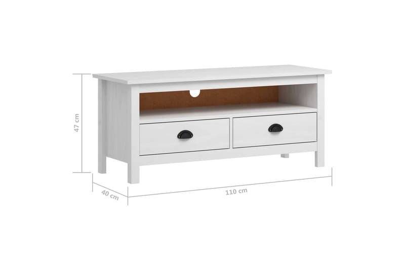 TV-bänk Hill Range vit 110x40x47 cm massiv furu - Vit - Möbler - Tv möbel & mediamöbel - TV bänk & mediabänk